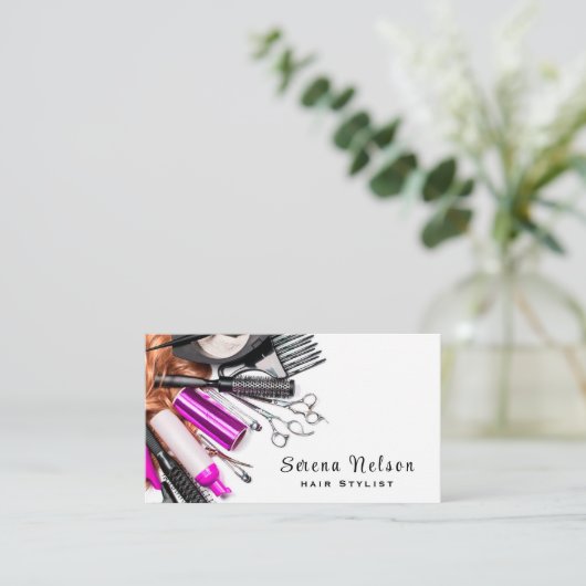 Trendy Hair stylist Salon Tools Beauty Visitekaartje (Staand voorkant)