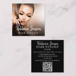 Trendy hair stylist white script hairdresser foto vierkante visitekaartje
