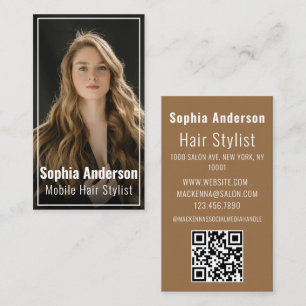 Trendy hair stylist white script hairdresser foto visitekaartje