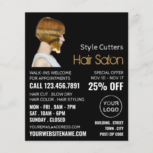 Trendy Haircut, Hair Stylist, Hair Salon Advert Flyer (Voorkant)