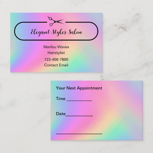 Trendy Hairstylist Appointment Business Cards Visitekaartje (Voorkant / Achterkant)