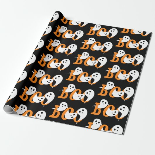 Trendy Halloween Boo Ghosts Black Cadeaupapier (Uitgerold)