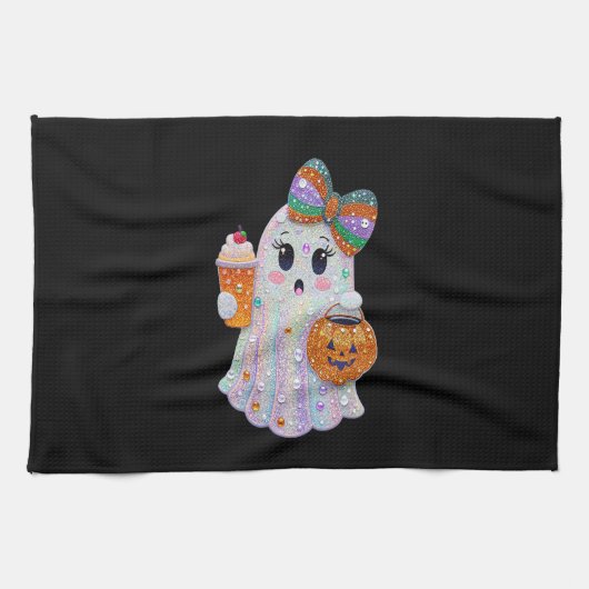 Trendy Halloween nepdiamanten spook Theedoek (Horizontaal)