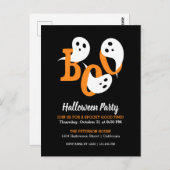 Trendy Halloween Party Boo Ghosts Black Uitnodigin Briefkaart (Voorkant / Achterkant)
