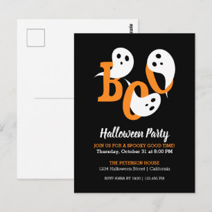 Trendy Halloween Party Boo Ghosts Black Uitnodigin Briefkaart