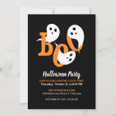Trendy Halloween Party Boo Ghosts Black Uitnodigin Kaart (Voorkant)
