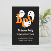 Trendy Halloween Party Boo Ghosts Black Uitnodigin Kaart (Staand voorkant)