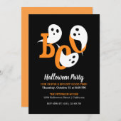 Trendy Halloween Party Boo Ghosts Black Uitnodigin Kaart (Voorkant / Achterkant)