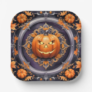 Trendy Halloween Pumpkin Autumn Collectie Papieren Bordje
