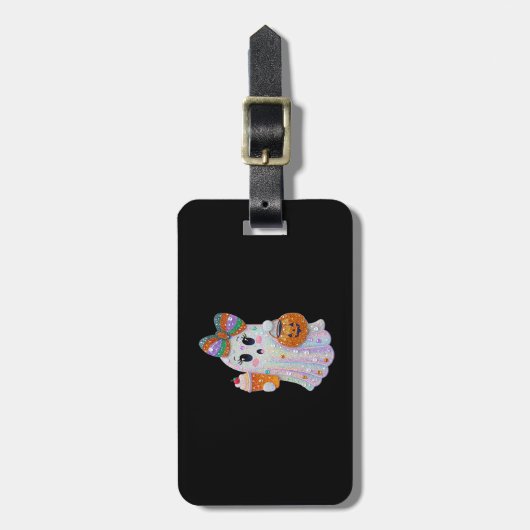 Trendy Halloween Rhinestones Ghost Bagagelabel (Voorkant verticaal)
