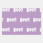Trendy Halloween Schattigee Pastel Paarse Boo Ghos Inpakpapier Vel (Voorkant 2)