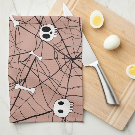 Trendy Halloween Skulls, Botten en Web Theedoek (Quarter Fold)