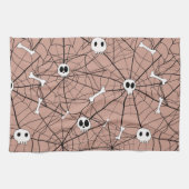 Trendy Halloween Skulls, Botten en Web Theedoek (Horizontaal)