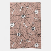 Trendy Halloween Skulls, Botten en Web Theedoek (Verticaal)