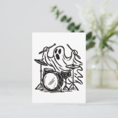 Trendy Halloween Spooky Boo Ghost Spelen Drums Briefkaart (Staand voorkant)