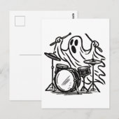 Trendy Halloween Spooky Boo Ghost Spelen Drums Briefkaart (Voorkant / Achterkant)