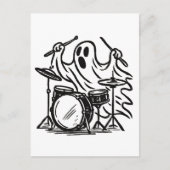 Trendy Halloween Spooky Boo Ghost Spelen Drums Briefkaart (Voorkant)