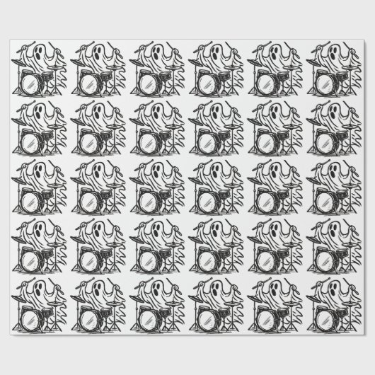 Trendy Halloween Spooky Boo Ghost Spelen Drums Cadeaupapier (Vlak)
