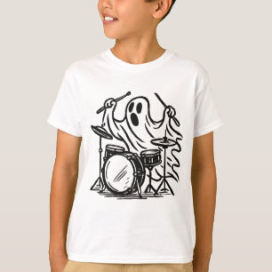 Trendy Halloween Spooky Boo Ghost Spelen Drums T-shirt