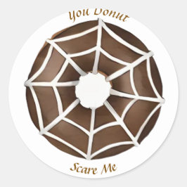 Trendy Halloween Spooky Brown Spider Web Donut Ronde Sticker