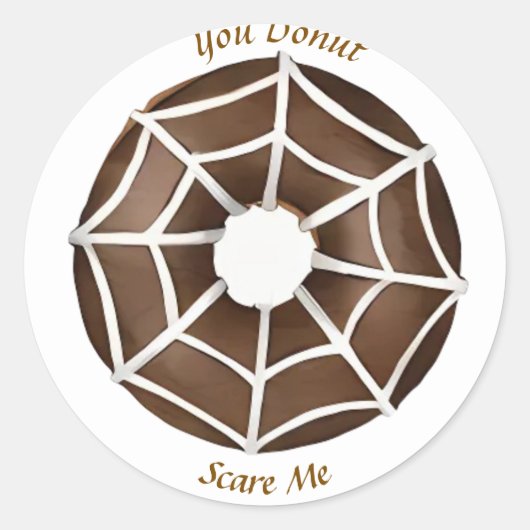 Trendy Halloween Spooky Brown Spider Web Donut Ronde Sticker (Voorkant)