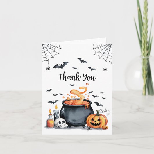 Trendy Halloween Spooky Cauldron Baby shower Bedankkaart (Voorkant)