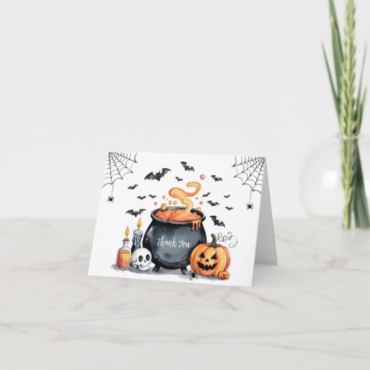 Trendy Halloween Spooky Cauldron Baby shower Bedankkaart (Voorkant)