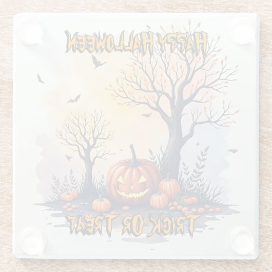Trendy Halloween Spooky Cute Collection Glazen Onderzetter (Achterkant)