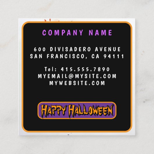 Trendy Halloween Spooky Cute Collection Vierkante Visitekaartje (Achterkant)