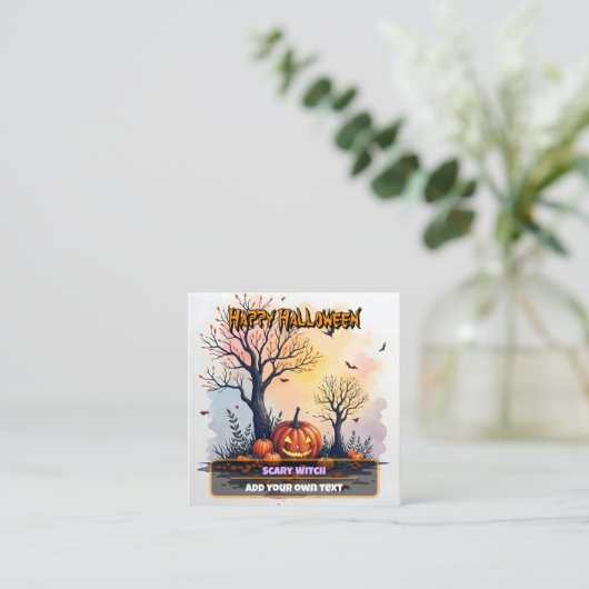 Trendy Halloween Spooky Cute Collection Vierkante Visitekaartje (Staand voorkant)