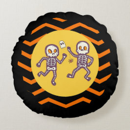 Trendy Halloween Spooky Dancing Skeletten Rond Kussen