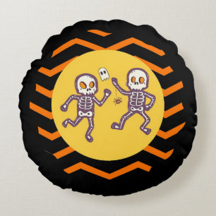 Trendy Halloween Spooky Dancing Skeletten Rond Kussen