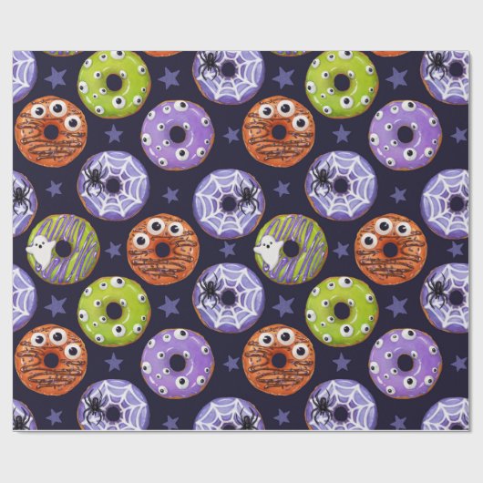 Trendy Halloween Spooky Donut Gift Wrapping Paper Cadeaupapier (Vlak)
