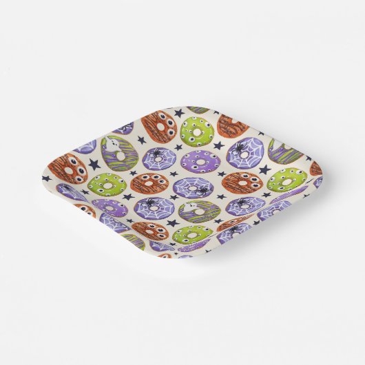 Trendy Halloween Spooky Donuts Party Papieren Bordje (Gebogen)