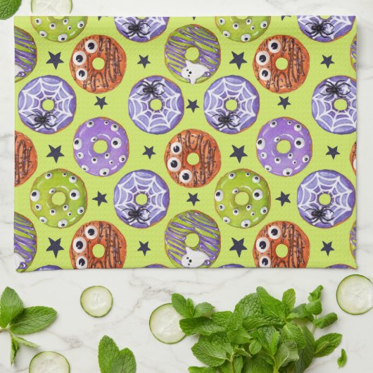 Trendy Halloween Spooky Funky Donuts Theedoek (Gevouwen)