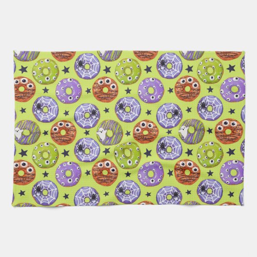 Trendy Halloween Spooky Funky Donuts Theedoek (Horizontaal)