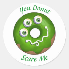 Trendy Halloween Spooky Green Monster Eyes Donut Ronde Sticker