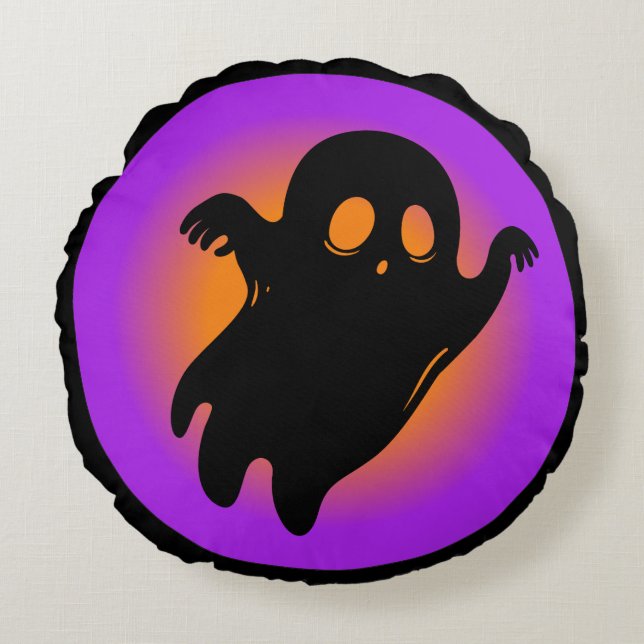Trendy Halloween Spooky Neon Boo Ghost Classic Rond Kussen (Voorkant)