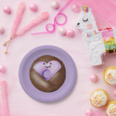 Trendy Halloween Spooky Paarse Hart Ghost Donut Papieren Bordje (Feest)