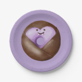 Trendy Halloween Spooky Paarse Hart Ghost Donut Papieren Bordje (Voorkant)