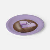 Trendy Halloween Spooky Paarse Hart Ghost Donut Papieren Bordje (Gekanteld)