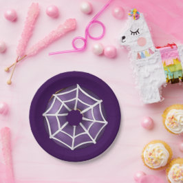 Trendy Halloween Spooky Paarse Web Donut Party Papieren Bordje