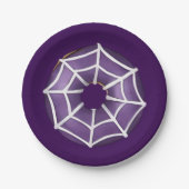 Trendy Halloween Spooky Paarse Web Donut Party Papieren Bordje (Voorkant)