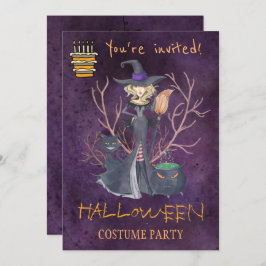 Trendy Halloween waterverf costuum party Kaart