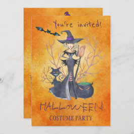 Trendy Halloween waterverf costuum party Kaart