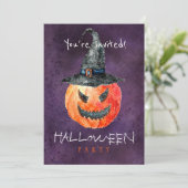 Trendy Halloween waterverf crepy pumpkin party Kaart (Staand voorkant)