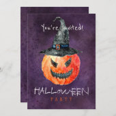 Trendy Halloween waterverf crepy pumpkin party Kaart (Voorkant / Achterkant)