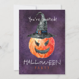 Trendy Halloween waterverf crepy pumpkin party Kaart