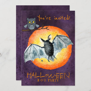 Trendy Halloween waterverf eng boer party Kaart
