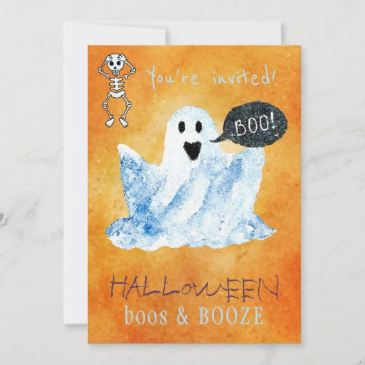 Trendy Halloween waterverf ghost booze booze party Kaart (Voorkant)